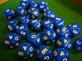 Opaque Blue and White 10 Sided Dice